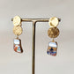 Arita Ware Kintsugi Earrings - Surgical Stainless Steel Posts, Orange, Floral & Leaf Patterns, Dangle style, Traditional Crafts #387
