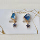 Hagi Ware Kintsugi Screw-Back Clip-On Earrings, Blue, Dangling, Traditional Craft, #489