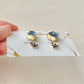 Hagi Ware Kintsugi Screw-Back Clip-On Earrings, Blue, Dangling, Traditional Craft, #489