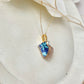 Arita Ware Kintsugi Necklace, Surgical Stainless Steel Chain, Hypoallergenic, 18K, Blue, Leaf Pattern, Freshwater Pearl, Natural Stone, Traditional Craft, #481