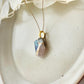 Arita Ware Kintsugi Necklace, Surgical Stainless Steel Chain, Hypoallergenic, 18K, Blue, Leaf Pattern, Freshwater Pearl, Natural Stone, Traditional Craft, #481