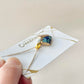 Arita Ware Kintsugi Necklace, Surgical Stainless Steel Chain, Hypoallergenic, 18K, Blue, Leaf Pattern, Freshwater Pearl, Natural Stone, Traditional Craft, #481