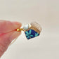 Arita Ware Kintsugi Necklace, Surgical Stainless Steel Chain, Hypoallergenic, 18K, Blue, Leaf Pattern, Freshwater Pearl, Natural Stone, Traditional Craft, #481
