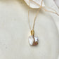 Arita Ware Kintsugi Necklace, Surgical Stainless Steel Chain, Hypoallergenic, 18K, Blue, Leaf Pattern, Freshwater Pearl, Natural Stone, Traditional Craft, #481
