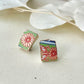 【Fittings Selection Available】Arita Ware Kintsugi Pierced Earrings / Clip-on Earrings, White, Flower Pattern, Leaf Pattern, Traditional Craft, #478