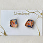 【Fittings Selection Available】Arita Ware Kintsugi Pierced Earrings / Clip-on Earrings, White, Flower Pattern, Leaf Pattern, Traditional Craft, #478