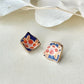 【Fittings Selection Available】Arita Ware Kintsugi Pierced Earrings / Clip-on Earrings, White, Flower Pattern, Leaf Pattern, Traditional Craft, #478