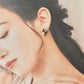 京焼 　金継ぎ　サージカルステンレスピアス　手書き　絵付け　花柄　紫　淡水パール　天然石　伝統工芸　＃540
