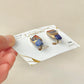 Hagi Ware Kintsugi Screw-Back Clip-On Earrings, Blue, Dangling, Traditional Craft, #489