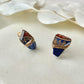 Hagi Ware Kintsugi Screw-Back Clip-On Earrings, Blue, Dangling, Traditional Craft, #489