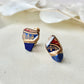 Hagi Ware Kintsugi Screw-Back Clip-On Earrings, Blue, Dangling, Traditional Craft, #489