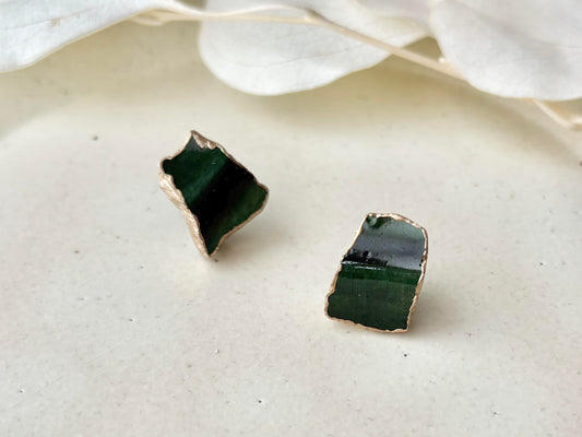 【金具が選べる】織部焼　金継ぎ　ピアス　イヤリング　深い緑　伝統工芸　＃551