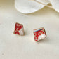 【Fittings Selection Available】Arita Ware Kintsugi Pierced Earrings / Clip-on Earrings, White, Flower Pattern, Leaf Pattern, Traditional Craft, #478