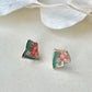 【Fittings Selection Available】Arita Ware Kintsugi Pierced Earrings / Clip-on Earrings, White, Flower Pattern, Leaf Pattern, Traditional Craft, #478