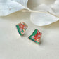 【Fittings Selection Available】Arita Ware Kintsugi Pierced Earrings / Clip-on Earrings, White, Flower Pattern, Leaf Pattern, Traditional Craft, #478