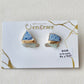 Hagi Ware Kintsugi Screw-Back Clip-On Earrings, Blue, Dangling, Traditional Craft, #489