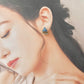 Hagi Ware Kintsugi Screw-Back Clip-On Earrings, Blue, Dangling, Traditional Craft, #489