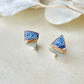 Hagi Ware Kintsugi Screw-Back Clip-On Earrings, Blue, Dangling, Traditional Craft, #489
