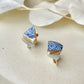 Hagi Ware Kintsugi Screw-Back Clip-On Earrings, Blue, Dangling, Traditional Craft, #489