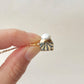 Arita Ware Kintsugi Surgical Stainless Steel Pierced Earrings, Gold, Leaf Pattern, Flower Ball, Dangling, Traditional Craft, #484