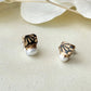 Arita Ware Kintsugi Surgical Stainless Steel Pierced Earrings, Gold, Leaf Pattern, Flower Ball, Dangling, Traditional Craft, #484