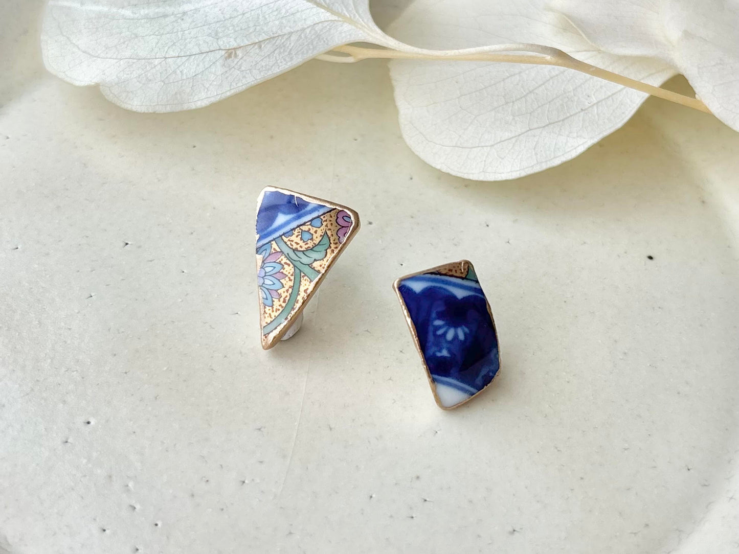 有田焼 　金継ぎ　サージカルステンレスピアス　花柄　和柄　伝統工芸　＃588
