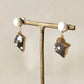 Kyo Ware Kintsugi Earrings - Surgical Stainless Steel Posts, Floral Design, Gray, Blue Lace Agate, Natural Stones, Traditional Crafts #371