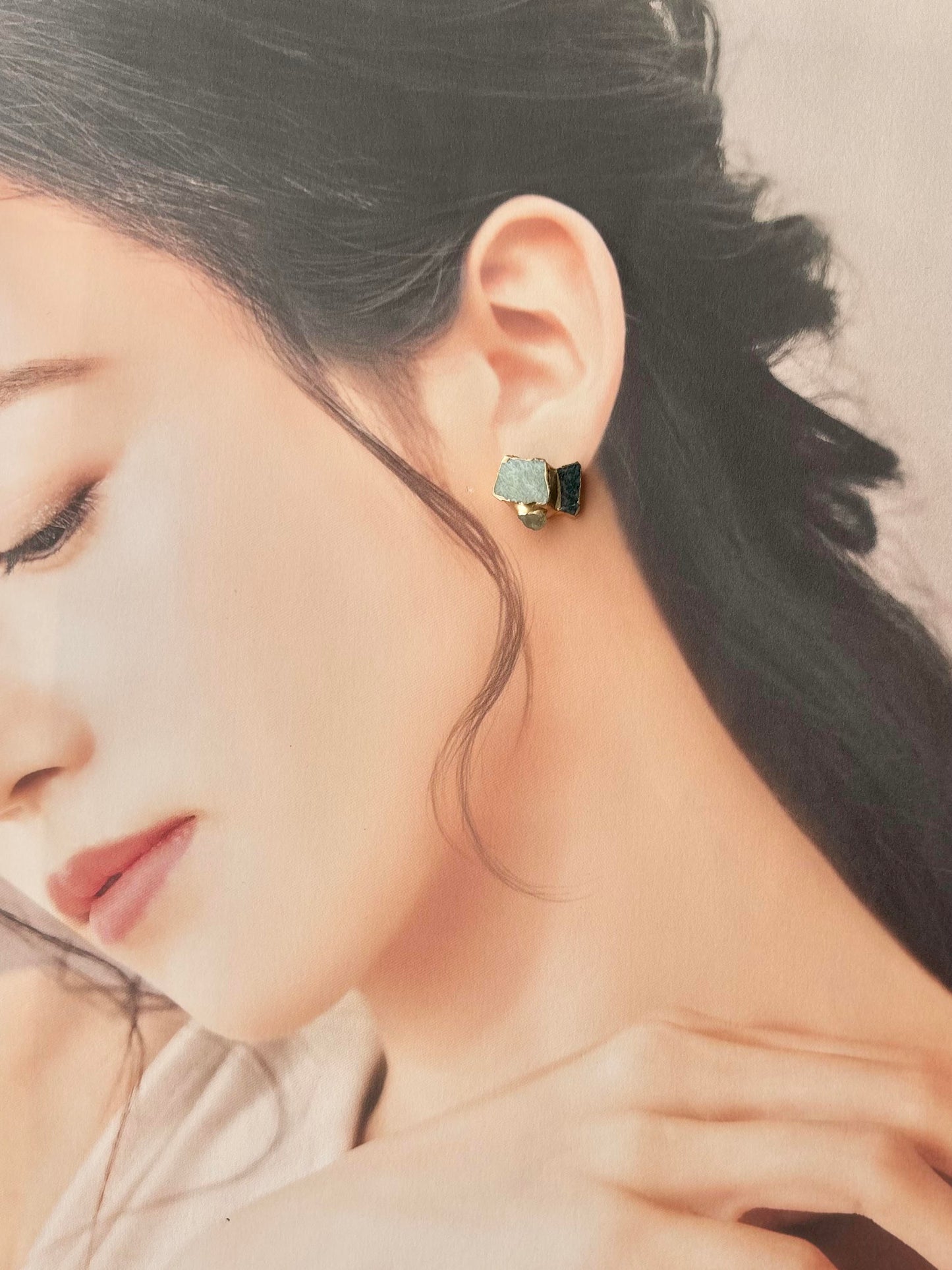 清水焼 　TOKINOHA　金継ぎ　サージカルステンレスピアス　シーグラス　伝統工芸　＃592