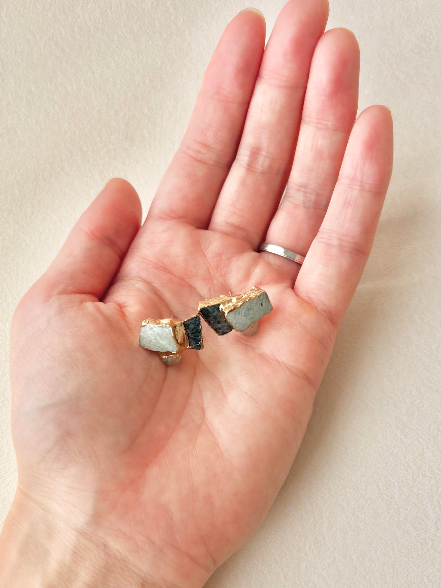 清水焼 　TOKINOHA　金継ぎ　サージカルステンレスピアス　シーグラス　伝統工芸　＃592