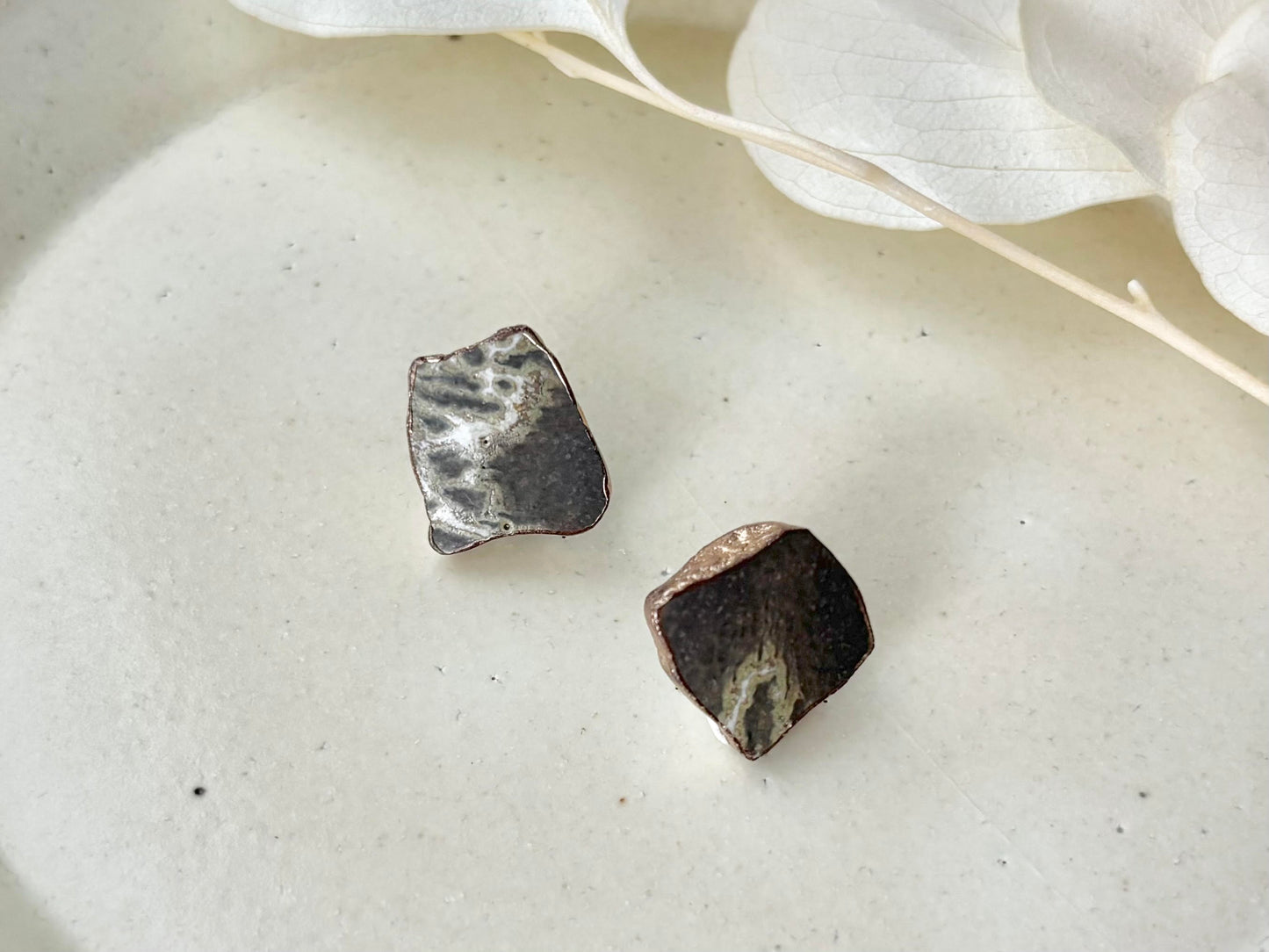 京焼 　金継ぎ　サージカルステンレスピアス　伝統工芸　＃596