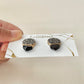 【Hardware Customizable】 Hagi ware - Kintsugi - Earrings (Pierced or Clip-on) - Deep Indigo Blue - Freshwater Pearl & Natural Stone - Traditional craft - #190