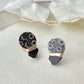 【Hardware Customizable】 Hagi ware - Kintsugi - Earrings (Pierced or Clip-on) - Deep Indigo Blue - Freshwater Pearl & Natural Stone - Traditional craft - #190