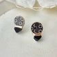 【Hardware Customizable】 Hagi ware - Kintsugi - Earrings (Pierced or Clip-on) - Deep Indigo Blue - Freshwater Pearl & Natural Stone - Traditional craft - #190