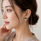 【Premium Series】 京・清水焼  金継ぎ サージカルステンレスピアス ターコイズブルー パール ＃a43
