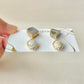Hagi Ware Kintsugi Earrings - Surgical Stainless Steel Posts, Indigo Blue, Freshwater Pearls, Natural Stones, Traditional Crafts #373