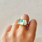 Arita Ware Kintsugi Ring, Stainless Steel with 18K Gold Coating, Free Size, Leaf Pattern, Lapis Lazuli, Freshwater Pearl, Natural Stone, Traditional Craft, #463