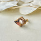 Arita Ware Kintsugi Ring, Stainless Steel with 18K Gold Coating, Free Size, Leaf Pattern, Lapis Lazuli, Freshwater Pearl, Natural Stone, Traditional Craft, #463