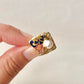 Arita Ware Kintsugi Ring, Stainless Steel with 18K Gold Coating, Free Size, Leaf Pattern, Lapis Lazuli, Freshwater Pearl, Natural Stone, Traditional Craft, #463