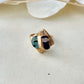 Arita Ware Kintsugi Ring, Stainless Steel with 18K Gold Coating, Free Size, Leaf Pattern, Lapis Lazuli, Freshwater Pearl, Natural Stone, Traditional Craft, #463