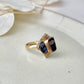 Arita Ware Kintsugi Ring, Stainless Steel with 18K Gold Coating, Free Size, Leaf Pattern, Lapis Lazuli, Freshwater Pearl, Natural Stone, Traditional Craft, #463
