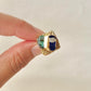 Arita Ware Kintsugi Ring, Stainless Steel with 18K Gold Coating, Free Size, Leaf Pattern, Lapis Lazuli, Freshwater Pearl, Natural Stone, Traditional Craft, #463