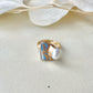 Arita Ware Kintsugi Ring, Stainless Steel with 18K Gold Coating, Free Size, Leaf Pattern, Lapis Lazuli, Freshwater Pearl, Natural Stone, Traditional Craft, #463