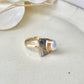 Arita Ware Kintsugi Ring, Stainless Steel with 18K Gold Coating, Free Size, Leaf Pattern, Lapis Lazuli, Freshwater Pearl, Natural Stone, Traditional Craft, #463