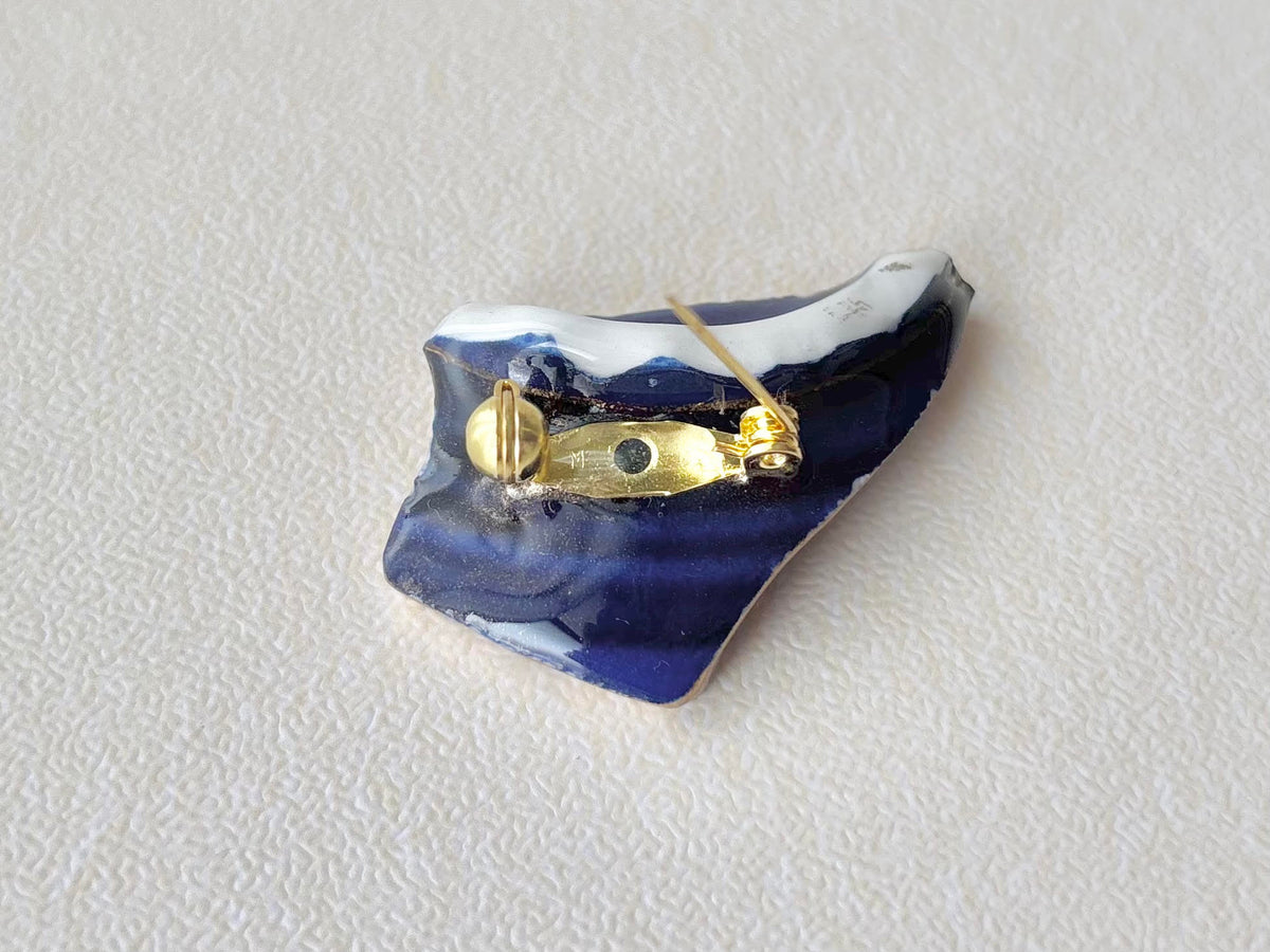 Arita Ware Kintsugi Obidome (Sash Clip), Japanese Pattern, Oriental Design, Tokachi-ishi Obsidian, Natural Stone, Traditional Craft, #450