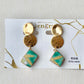 Hagi Ware Kintsugi Screw-Back Clip-On Earrings, Blue, Dangling, Traditional Craft, #489