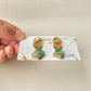 Hagi Ware Kintsugi Screw-Back Clip-On Earrings, Blue, Dangling, Traditional Craft, #489