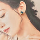 有田焼 　金継ぎ　ネジバネ式イヤリング　藍色　カーネリアン　天然石　伝統工芸　＃662