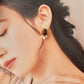 [Hardware Fixed] Arita Ware Kintsugi Earrings, Floral & Leaf Pattern, Japanese Traditional Pattern, Surgical Stainless Steel, #432