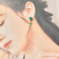 有田焼 　金継ぎ　サージカルステンレスピアス　リーフ柄　緑　揺れる　伝統工芸　＃685