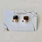 Bizen Ware Kintsugi Earrings - Surgical Stainless Steel Posts, Brown, Freshwater Pearls, Dangle style, Natural Stones, Traditional Crafts #377